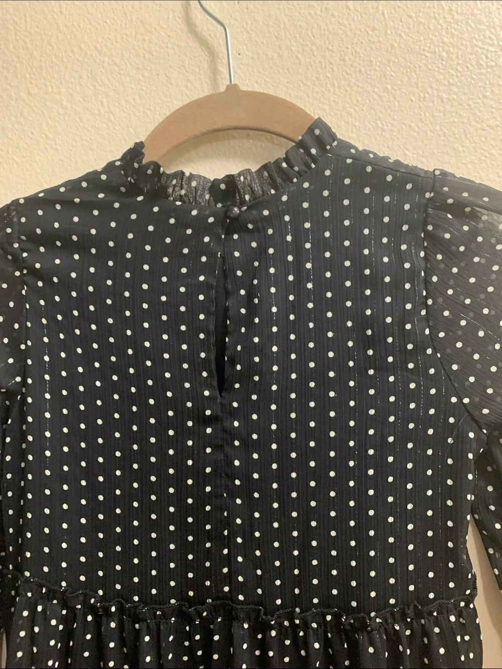 Art Class Polka Dot Chiffon Tiered Party Dress Size 7/8 Black White Recital